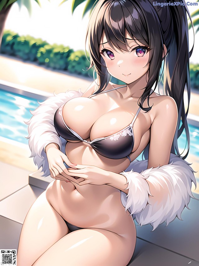 Hentai - 华彩繁花 Set 1 20230602 Part 30 No.46d085 A woman in a bikini sitting by a swimming pool.